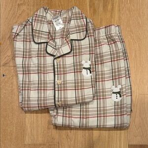 Disney‎ Plaid Pajama Set with Snowman Accents men’s medium